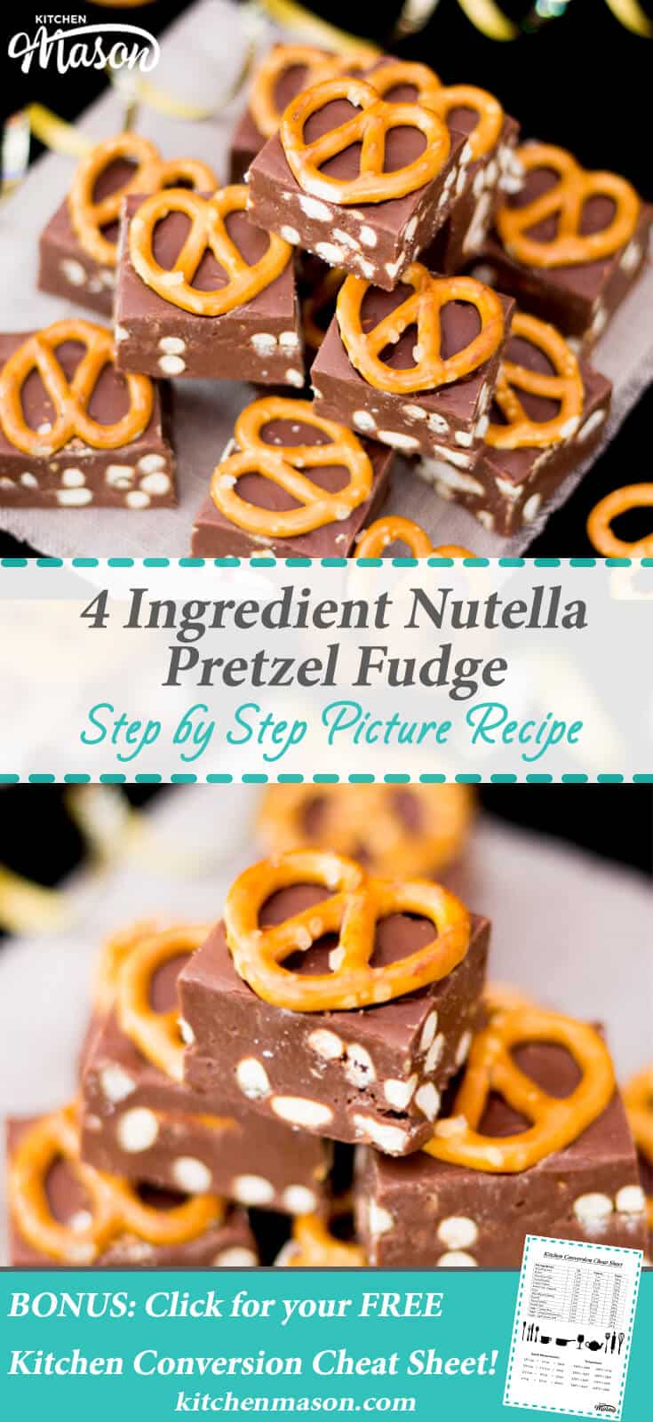 Nutella Pretzel Fudge 4 Ingredient No Bake Homemade